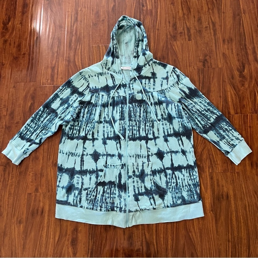 Roaman’s Blue Tie Dye Zipup Hoodie size 1X